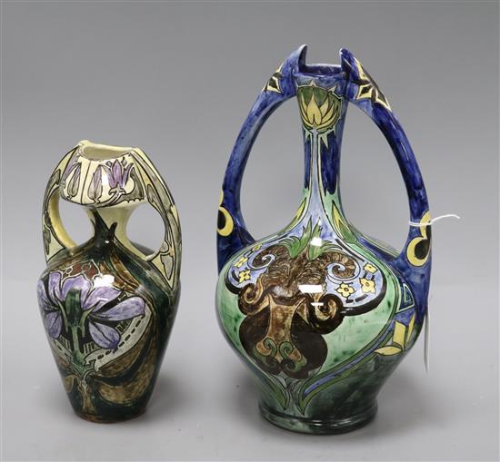 Two De Distel two-handled Art Nouveau vases